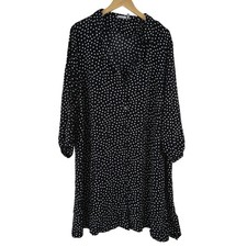 ASOS Design Curve Black White Polka Dot Button Front Shirt Dress Womens Plus 18