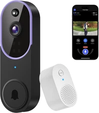 1080P Wireless Video Doorbell Camera, Smart Outdoor Surveillance Cam, FHD Live V