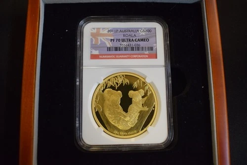 NGC 2011P Australia G$200 Koala Pf 70 Ultra Cameo Gold coin