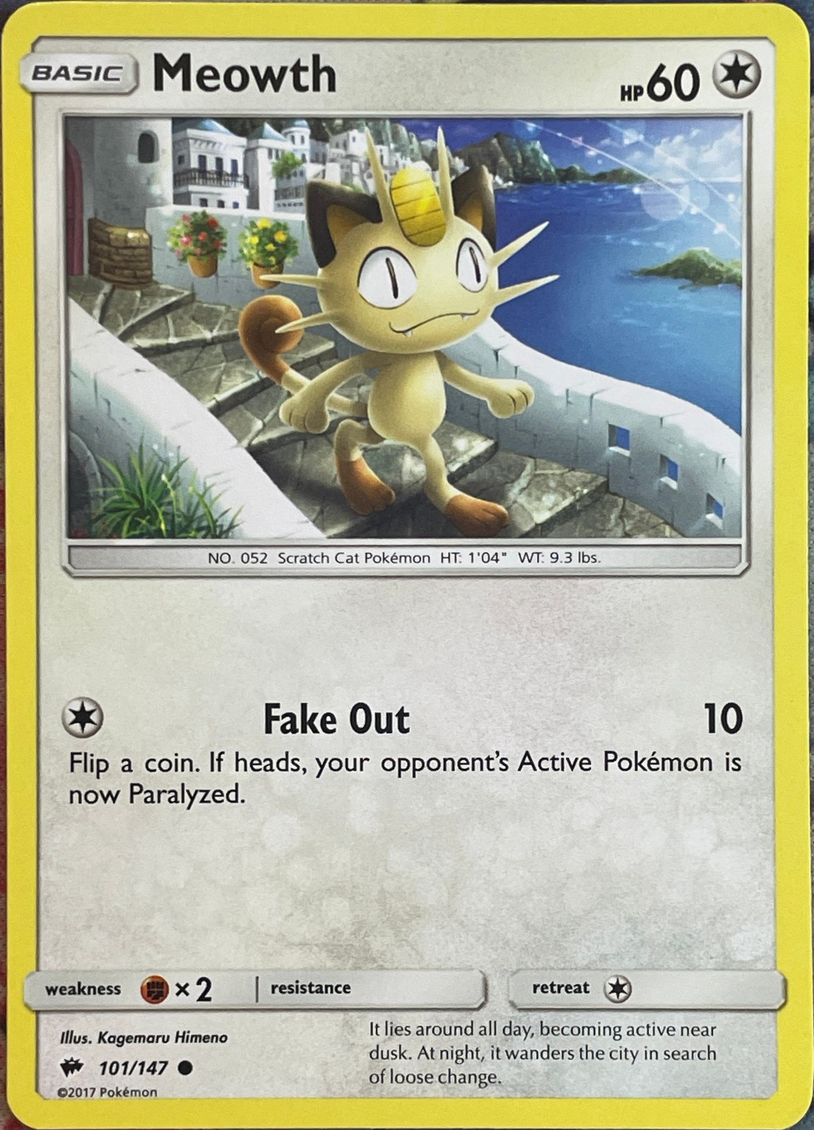 Meowth - 101/147 - Burning Shadows Pokemon 2017