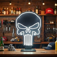 16"x13" Skull Punisher LED Neon Sign With Dimmer USB Powered Light Decor VL