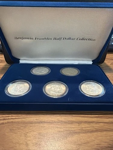 Ben Franklin Half Dollar Collection - 5 AU/BU Silver Half Dollars