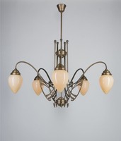 Premium Kronleuchter Messing Glas Elfenbein E27 L:100 Cm Pendelleuchte Esszimmer
