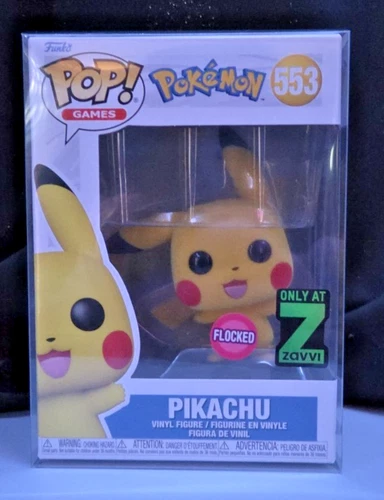 NEW Funko Pop! Games Pokémon Vinyl Figure Flocked Pikachu Zavvi Exclusive #553