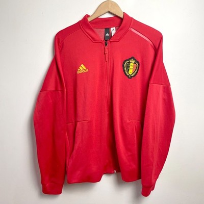 Adidas Belgium National Team Football Soccer Training Track Jacket L Red Warm Up