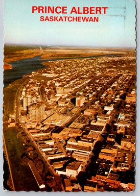 c1980s Prince Albert Saskatchewan Aerial View Canada Color Productions Postcard