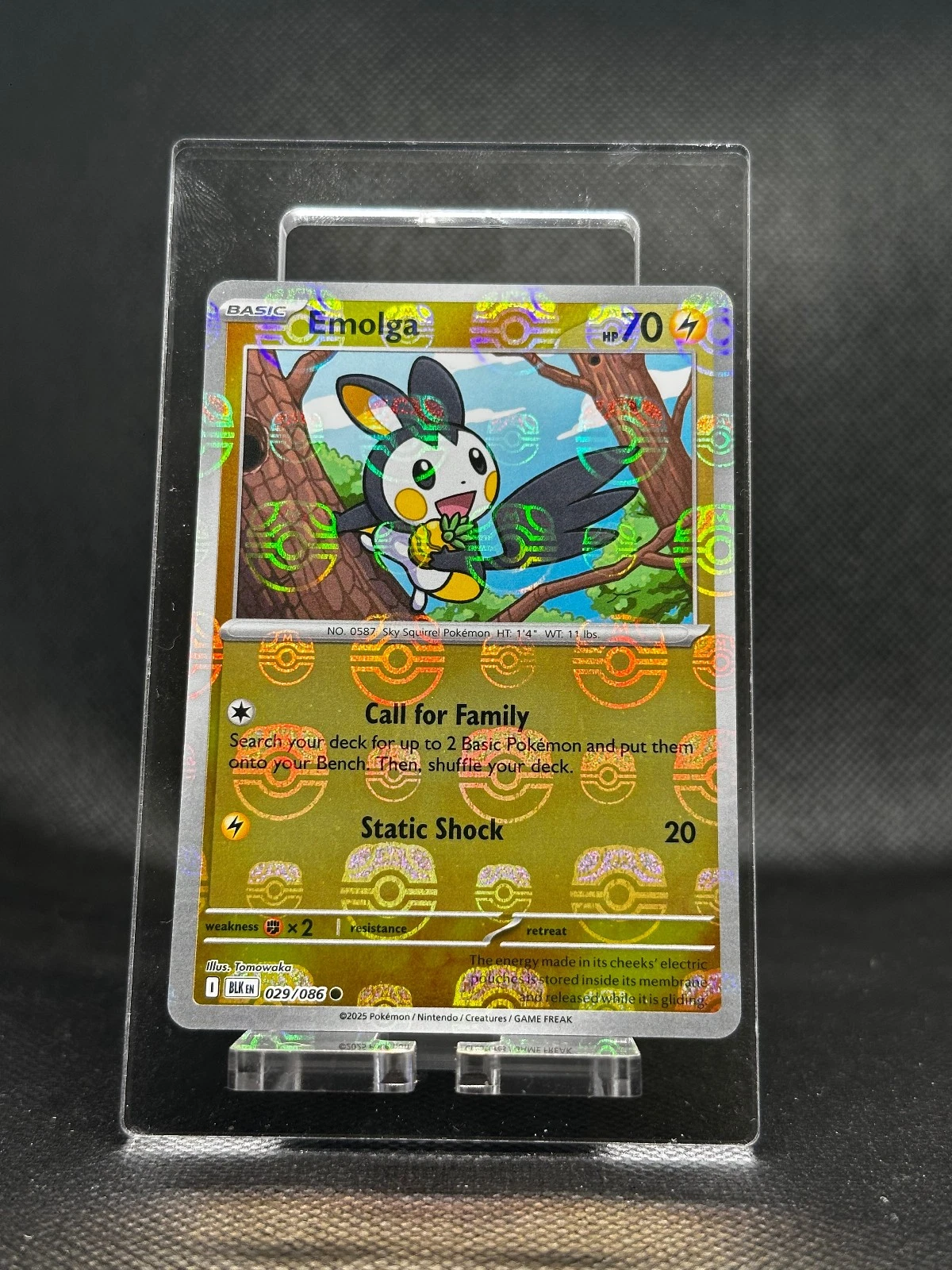 Pokemon TCG: "Emolga" Poke Ball Holo LP (Black Bolt 29/86)