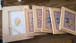 Lot of 6 DIY Wooden Picture Frames-1 Frame 5x7",  5 are 3.5x5" NEW DARICE