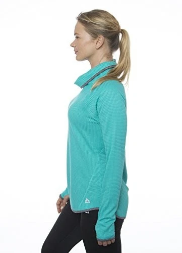 RBX Mujeres Verde Azulado L Tejido Gofre Agujero para el Pulgar Manga Larga Informal Entrenamiento Top Atlético Foto 2 de 4