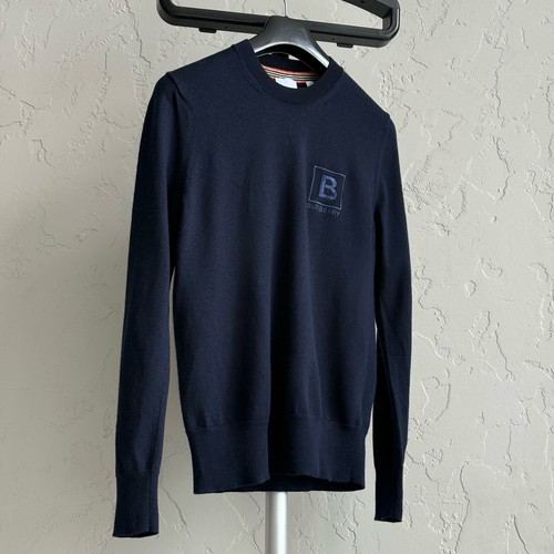Burberry, Burberry Wool Crew Neck Pullover Navy Sweaters