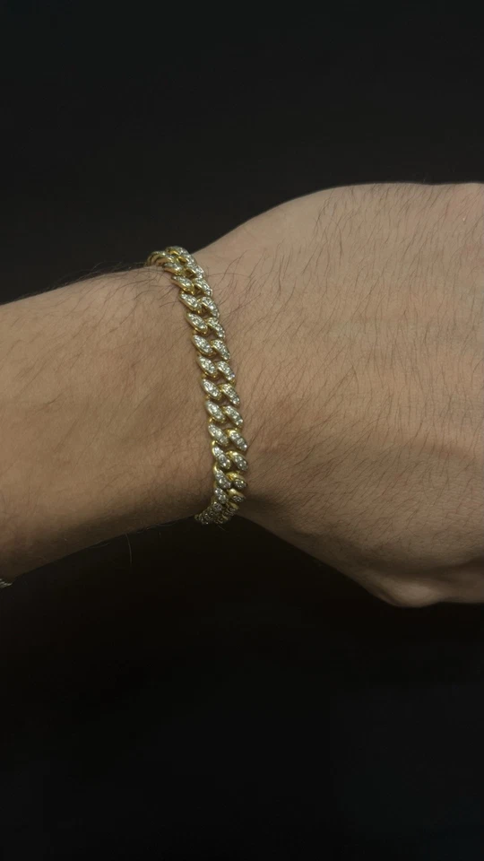 Brazalete cubano de diamantes naturales de 2,5 quilates de oro macizo de 10k. 7 pulgadas 6 mm  Foto 2 de 4
