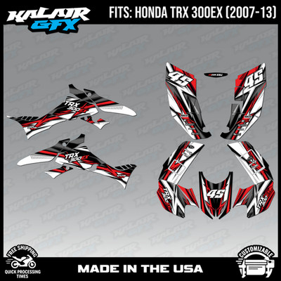 Graphics Kit for ATV Honda TRX 300EX (2007-2013) Shred Series - RED