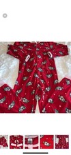 Lands  End fleece zip One Piece Jammie  s/ jogger style. Holiday/Christmas Sz 14