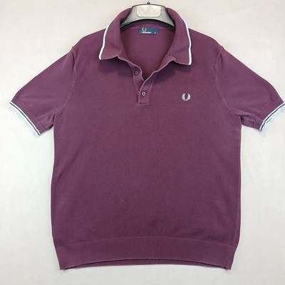 Fred Perry XL Mens Polo Sweater Banded Waist Chunky Knit 21x25 ** Fits A Small *