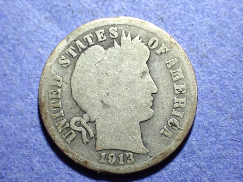 1913 Barber Dime  Good