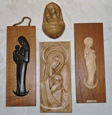 Konvolut 4 x Madonna mit Kind Relief Vintage Deko Sammlung Aufl&ouml;sung 70er