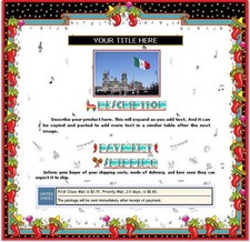 AUCTION TEMPLATE Mexican Hispanic Music Notes Border Design  Free Email Shipping