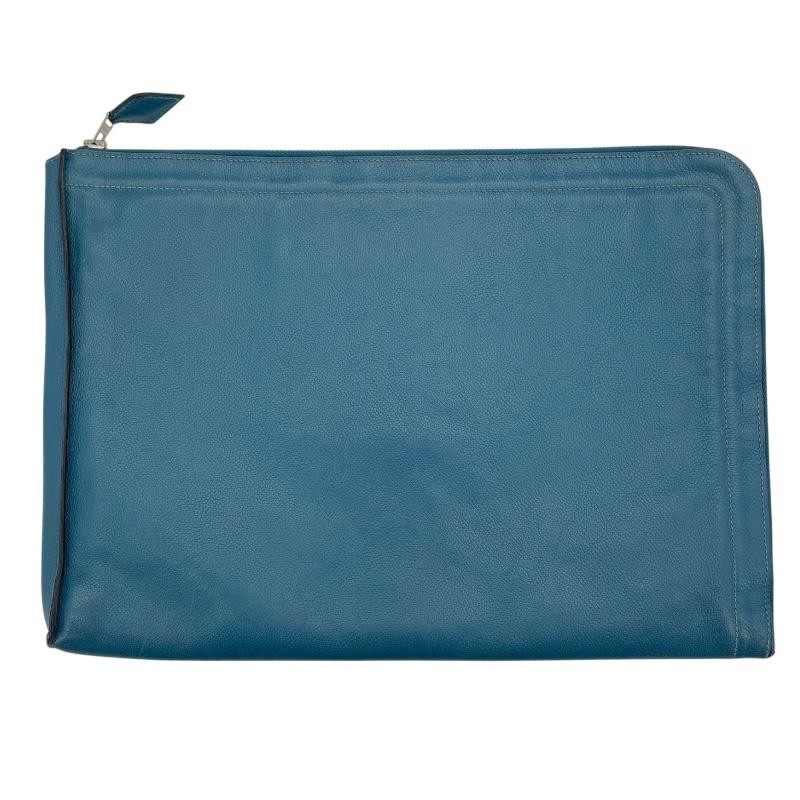 HERMES Zip Computer Evercolor Second Bag Blue Squ… - image 1