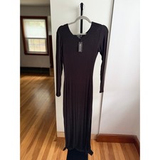 NWT PrettyLittleThing Rib Knit Piquet Hem Maxi Dress - Size 4 - Black