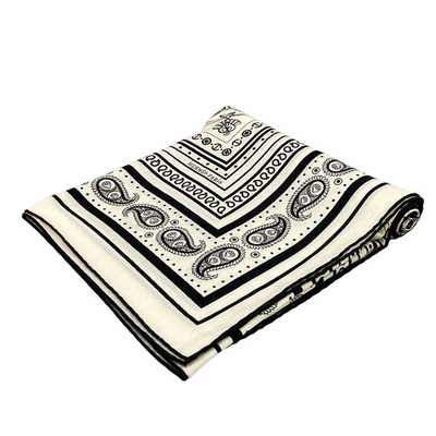 HERMES Carre Geant/Chale Carres 140 White Black Cashmere Silk Scarf