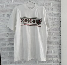 vintage 90s Porsche logo white cotton t-shirt Large