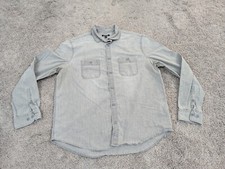 Express Button Up Shirt Mens Large Long Sleeve Pockets Stretch Gray