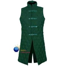 Medieval Green Sleeves Less Thick Padded Cotton Gambeson Costume