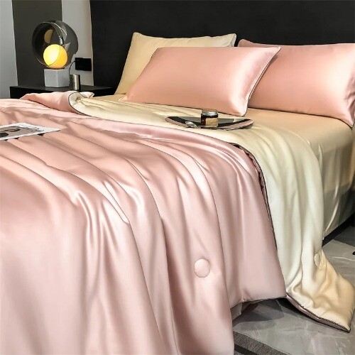 Summer Quilt Solid Color Smooth Cooling Comforter Silky Blanket Cool Blanket - Bild 32 von 34