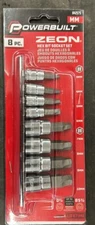 PowerBuilt 8 PC Zeon Hex Bit Socket set 3mm included 