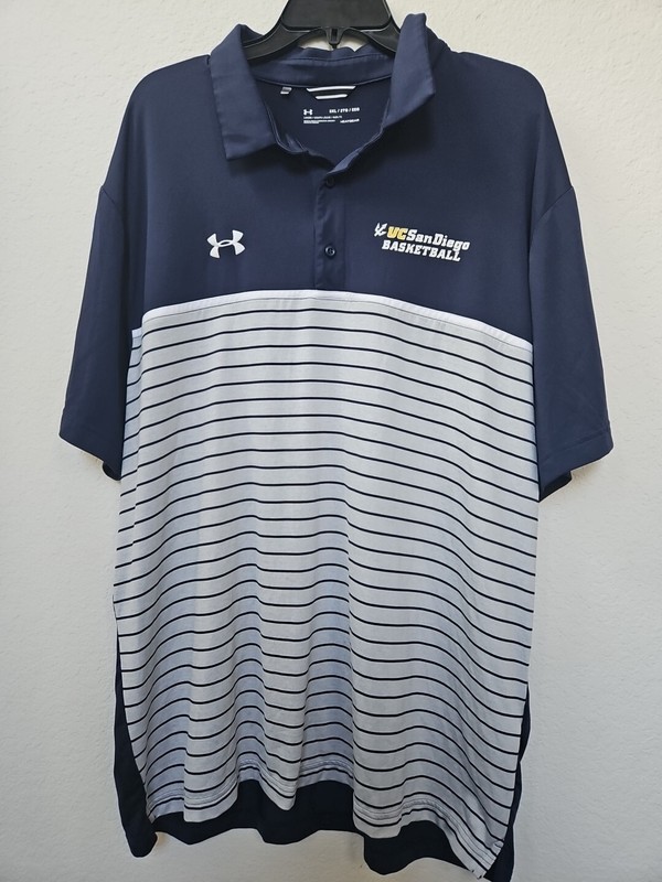 NCAA Under Armour Heatgear Loose UCSD Tritons Basketball Polo Shirt Mens sz 2XL 