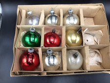 Vintage Christmas Ornaments Shiny Brite, Made In Poland, Made In USA Set Of 9