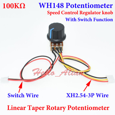 100K B100K OHM Linear Taper Rotary Potentiometer 100KB Pot Knob ON OFF ...