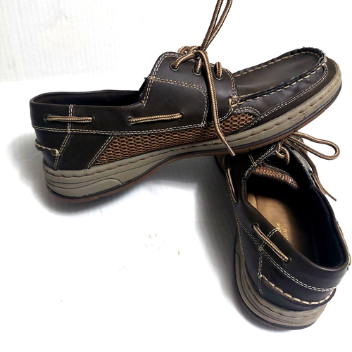 Highland Creek Boat Loafer Shoes Mens 12M Brown Belize Memory Form Lace Up - Picture 5 of 7