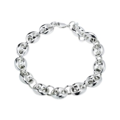 Sterling Silber hochglanzpoliert gepufft Anker Mariner Kette Armband, 7 Zoll