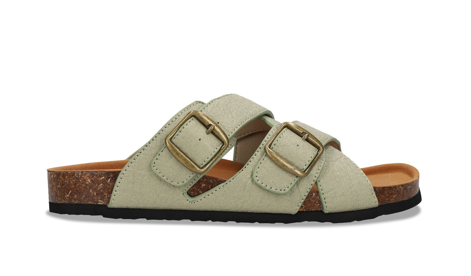 Sandalias veganas unisex destalonadas criss-cross hebillas planas ergonómicas