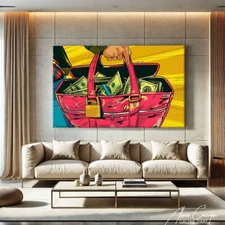 Trendy Decor Pop Art Painting Canvas Pop Culture Art Dollars Painting Hypebeast