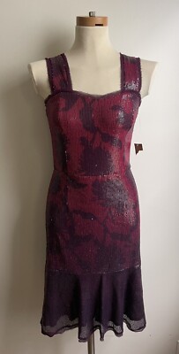 NWT Rachel Roy Anthropologie Ombre Sequin Dress Cocktail Purple Red  Sleeveless 4 | eBay
