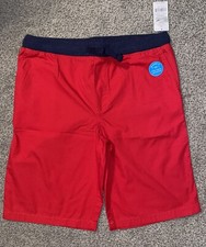 NEW Carter's Boy's Size 14 Pull on Shorts Red Woven Cotton Functional Drawcord