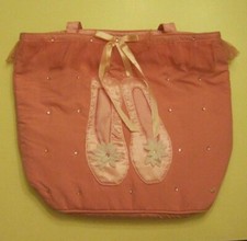 Girl's Sparkly Pink Ballet Shoe Tote Bag