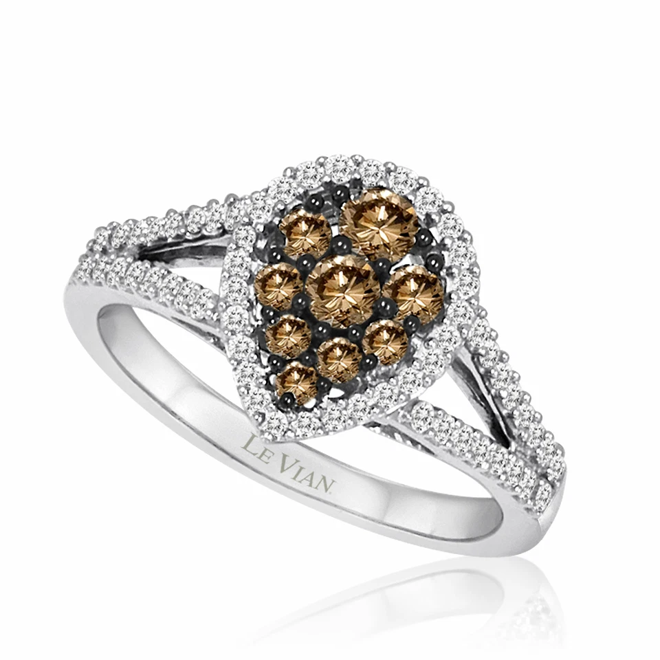 LeVian 14K White Gold 0.73 TCW Chocolate Diamond Ring Jewelry for Her Size 6.5