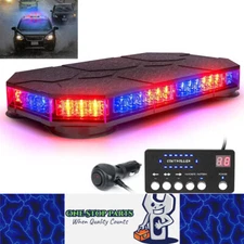 Red/Blue Magnetic Rooftop Strobe Beacon Light With Controller Flashing Lamp