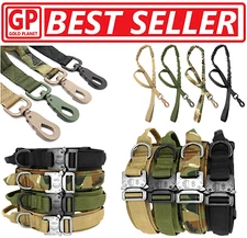 Collar / Leash Heavy Duty K9 Tactical Training Kit Pet Dog Metal Buckle M, L, XL