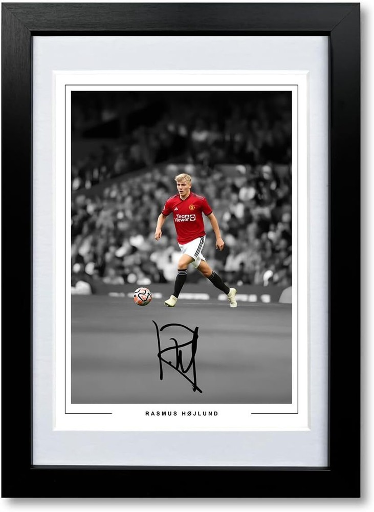 Rasmus Hojlund Man Utd Signed Autograph Shirt Poster Photo Print