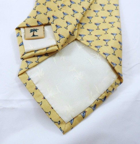 Neu ohne Etikett Luxus Tommy Bahama gelbe Power-Krawatte geometrisches Martini-Glasmuster - Bild 5 von 6