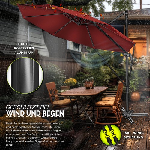 Parasol tillvex® 330 cm parasol parasol parasol de jardin parasol de marché balcon en aluminium NEUF - Photo 13/63