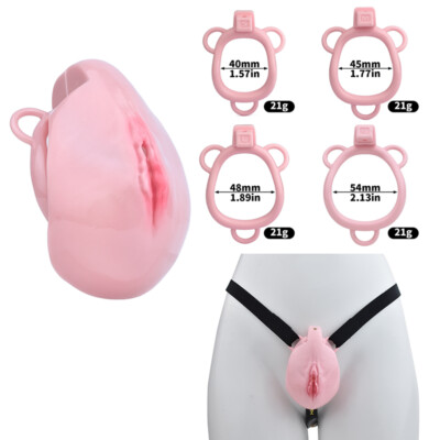 New Male Chastity Cage Device Realistic Sissy Men Lock Clit Sissy with 4 Rings