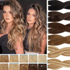 Tape In / On 100% Echthaar Remy Hair Extensions Haarverlängerung 40 Tressen+Weiß