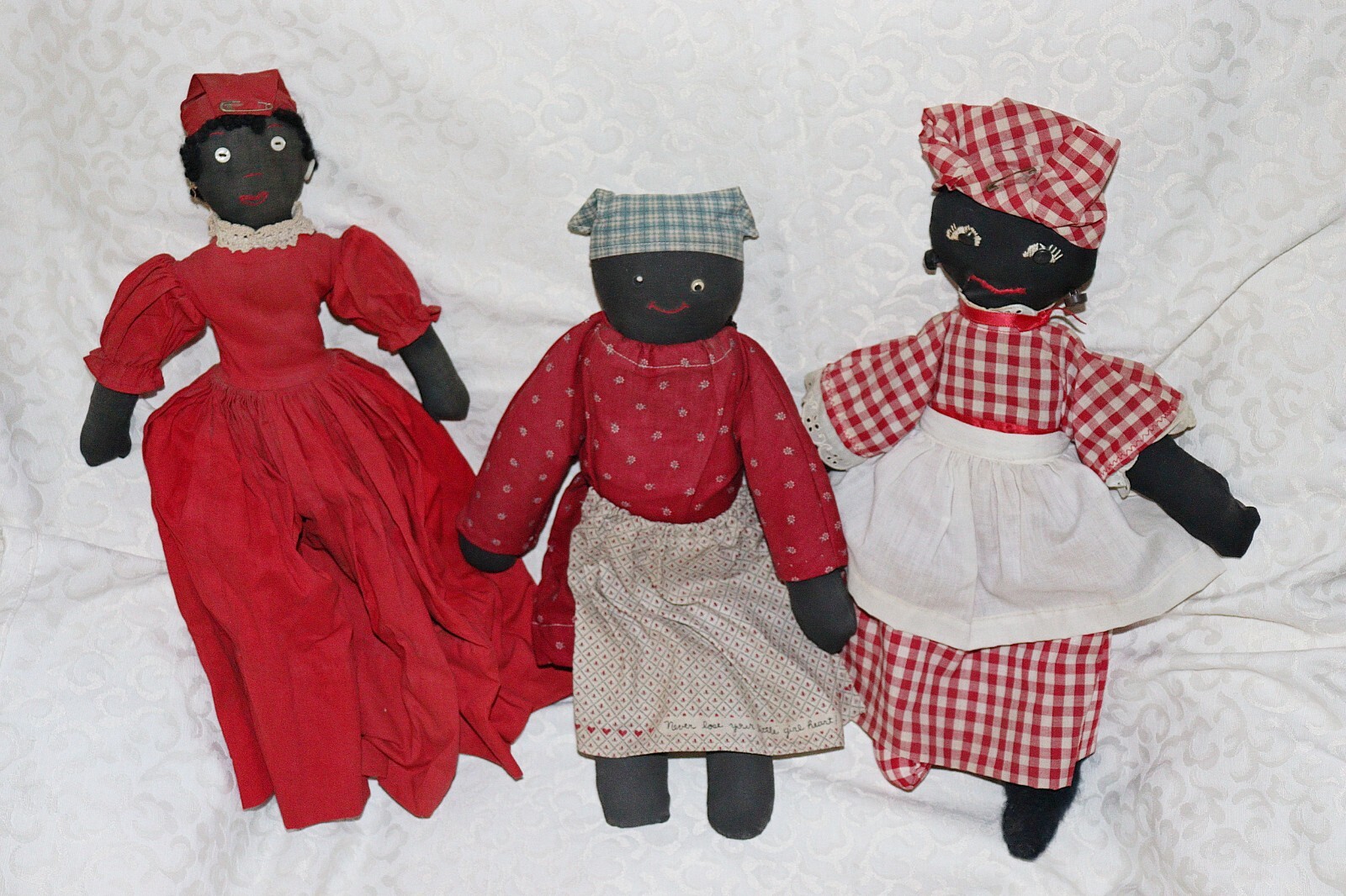 THREE ANTIQUE BLACK CLOTH DOLLS eBay