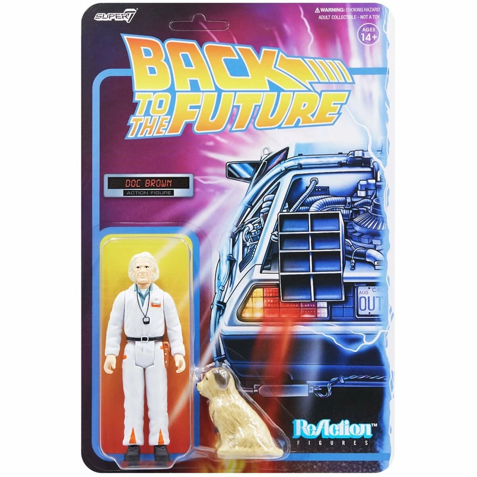 NEW Super7 Back to the Future DOC BROWN & EINSTEIN 1980s 3.75" ReAction Figure - Image 3 of 4