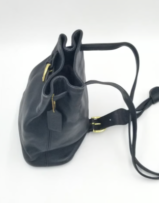 Coach 4162 Vintage Sling Black Leather Drawstring Backpack w  display picture 2